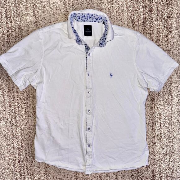 Tailorbyrd Men's Gold Cotton Button Down Collared Polo T-Shirt Tee White Large - Picture 1 of 10